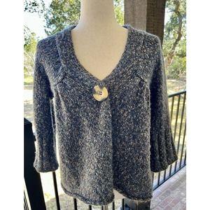 So Wear It Declare It Women's Blue Multicolor Knit Cardigan Size Large